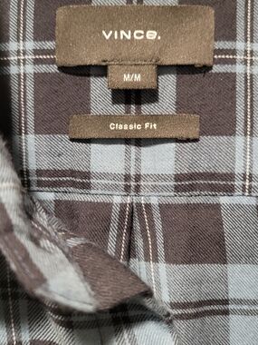 Vince Men’s Plaid Button-Down Shirt in Navy and Light Blue